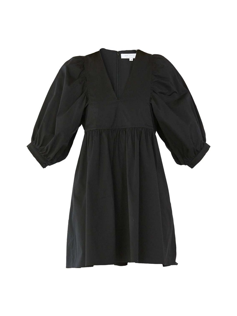 HUNTER BELL Black Puff-Sleeve Maya Dress